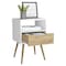 Tuhome Otom Nightstand, Superior Top, One Open Shelf, One Drawer, Four Legs, White/Light Oak MBD6729 - alternate 6